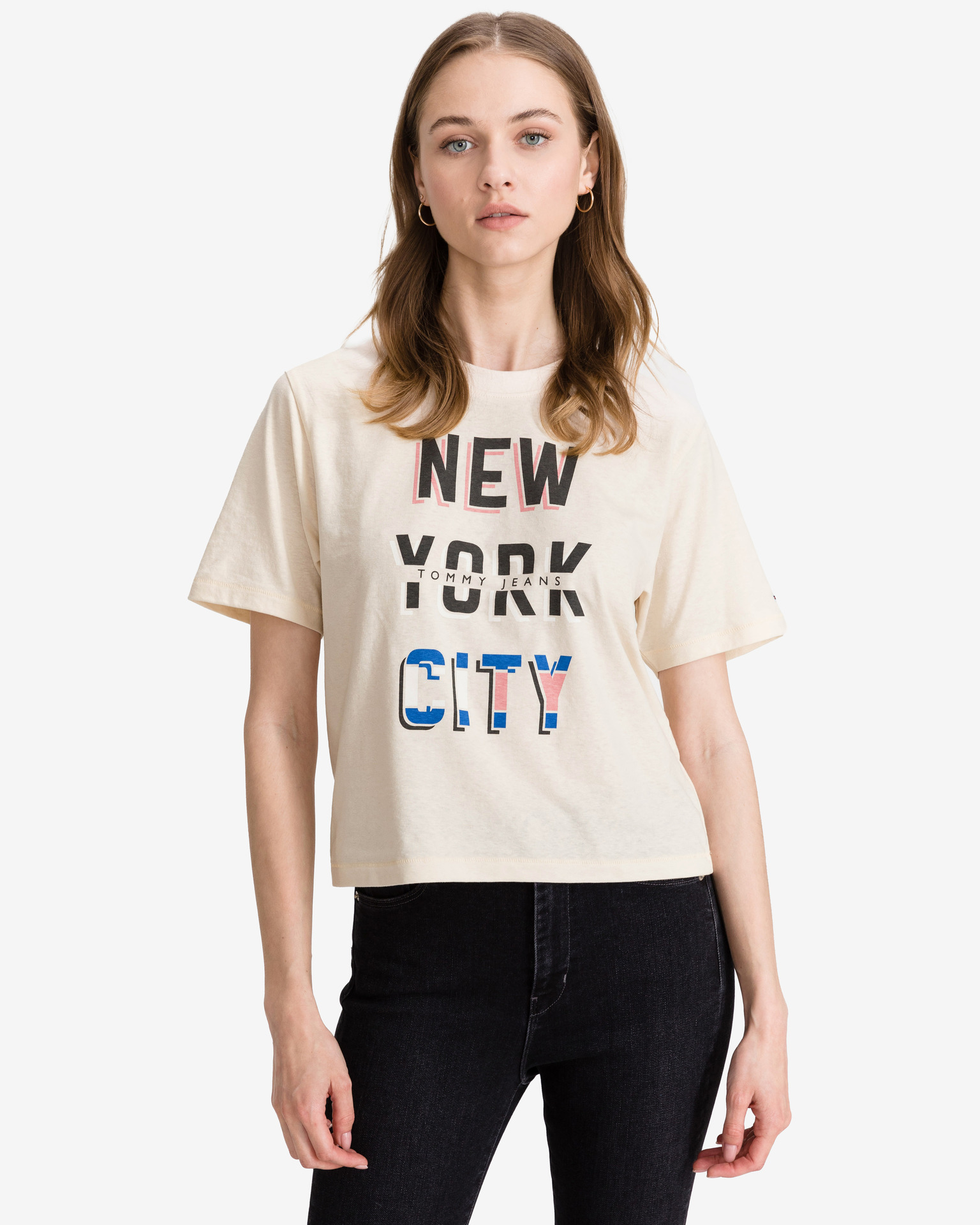 Fotografie New York City Crop top Tommy Jeans | Béžová | Dámské | S