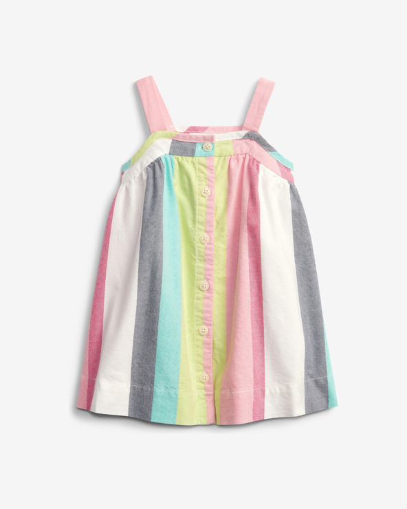 Levně GAP Baby Stripe Button Šaty dětské Vícebarevná