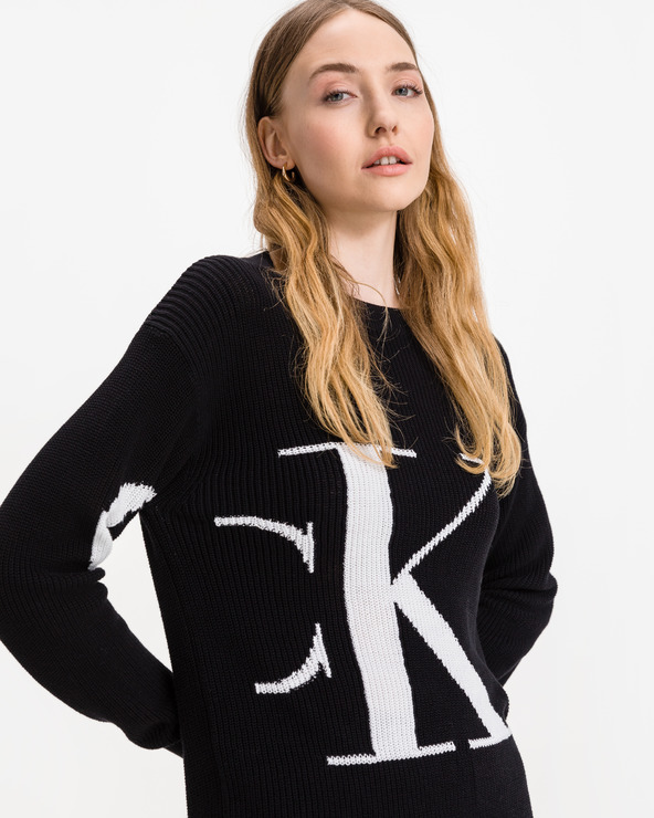 Calvin Klein Sliced Oversized Pulover Negru