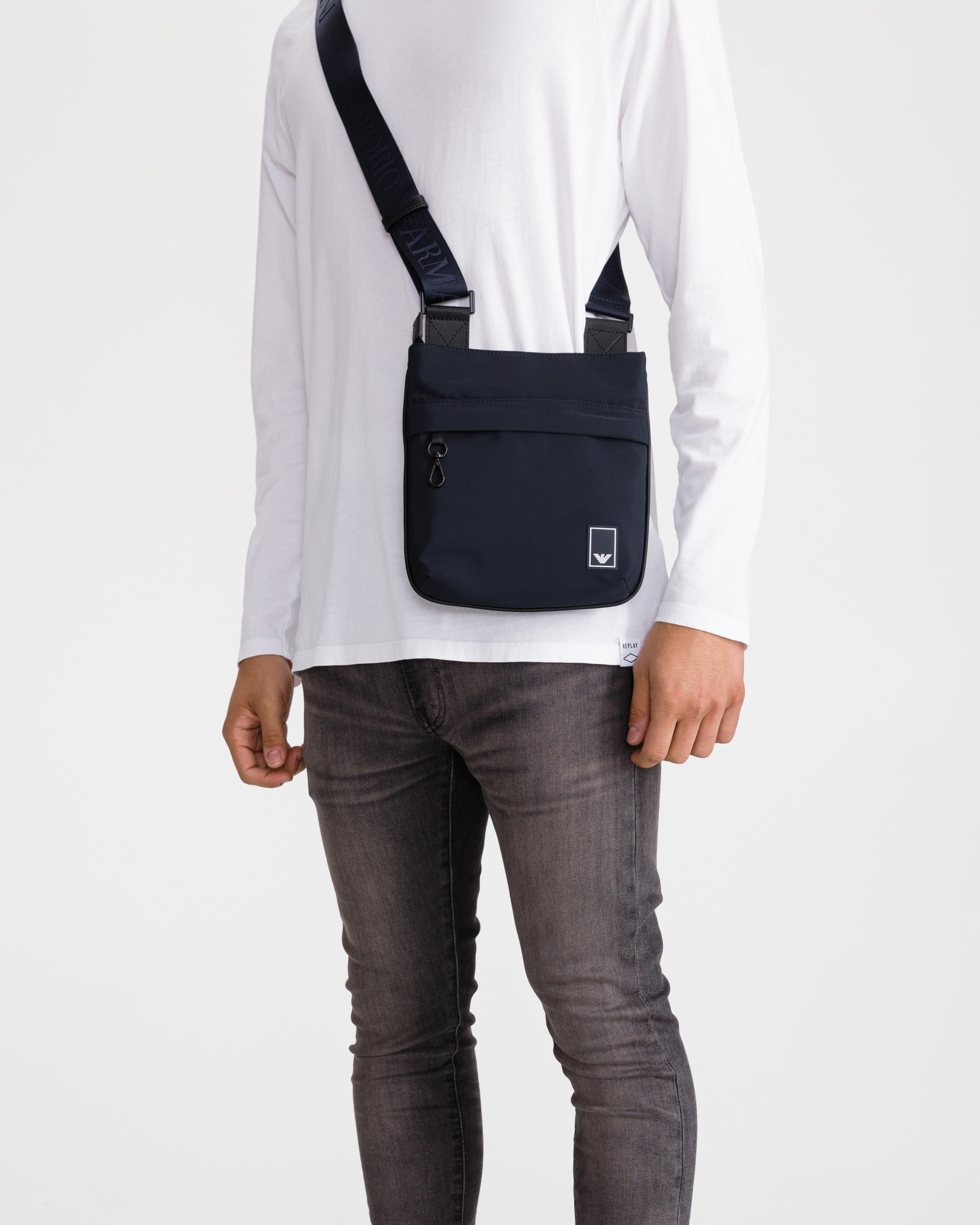 Emporio Armani Man Cross-body Bag Navy Blue Size -- Bovine Leather