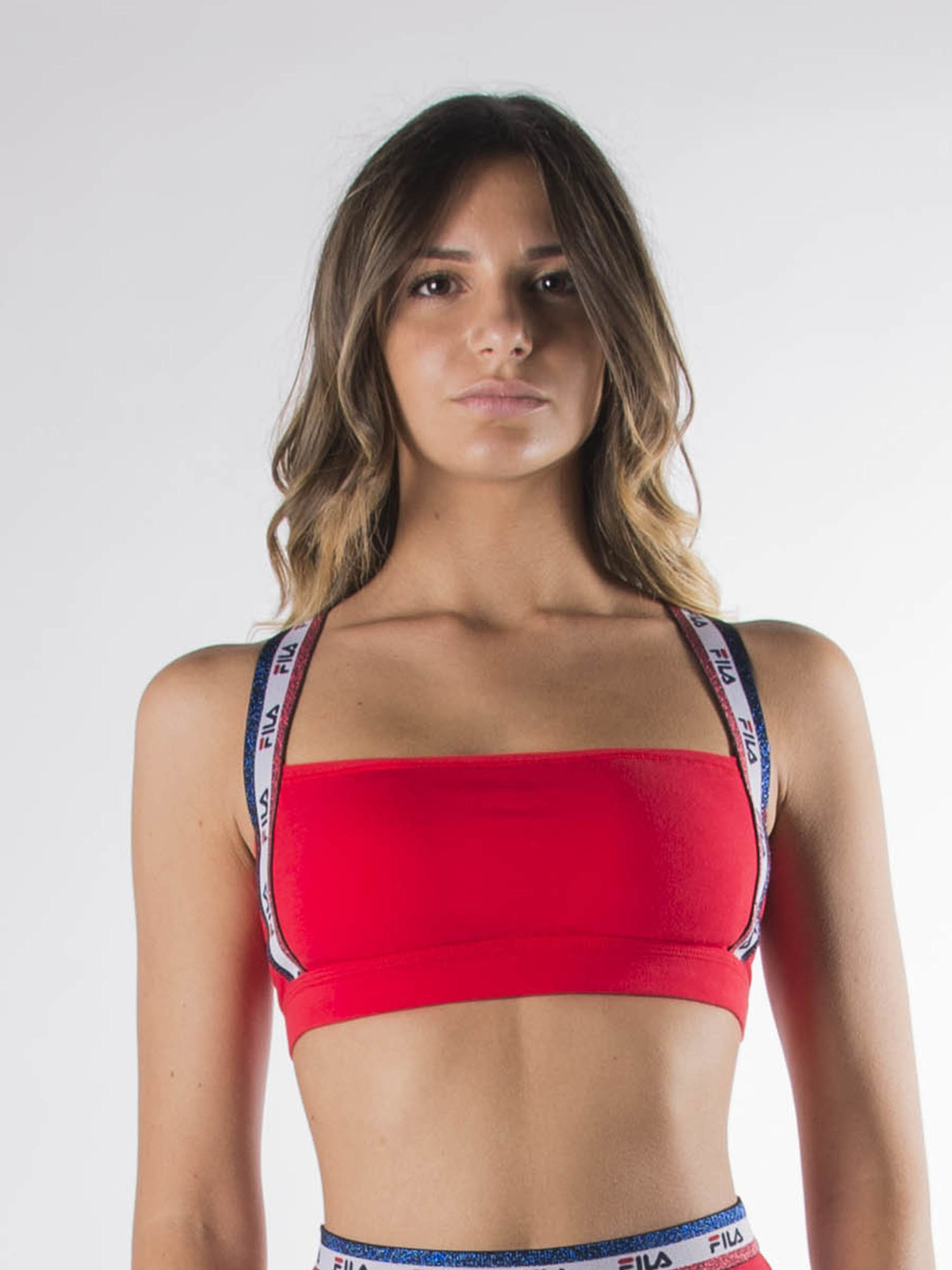 FILA Women's High Neck, Racer Back Sports Bra, Chinese Red, XS at