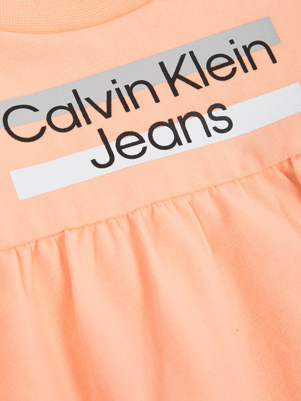 Calvin Klein Jeans Vestido Infantil Naranja