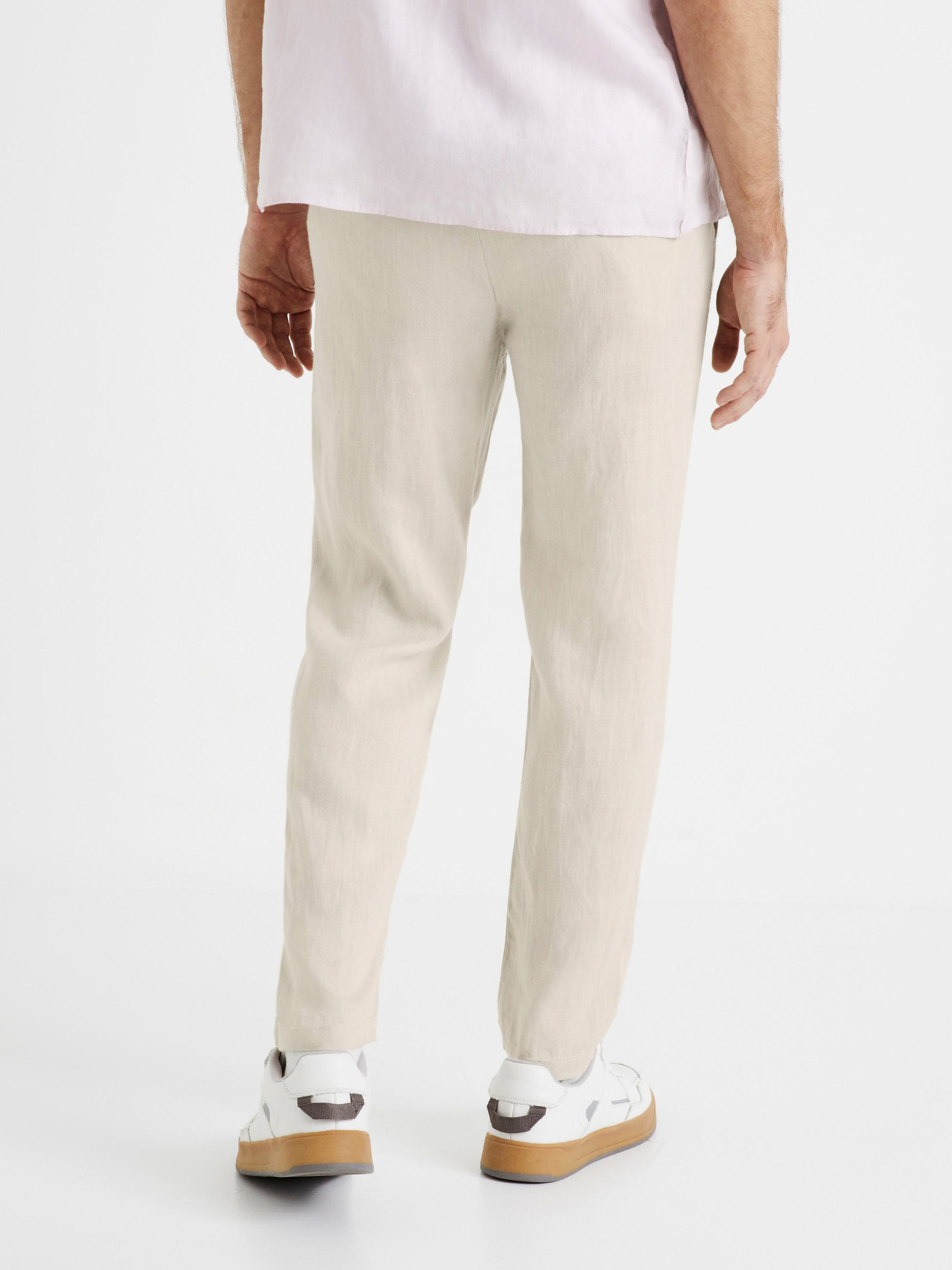 Buy Celio White Linen Slim Fit Trousers for Mens Online @ Tata CLiQ