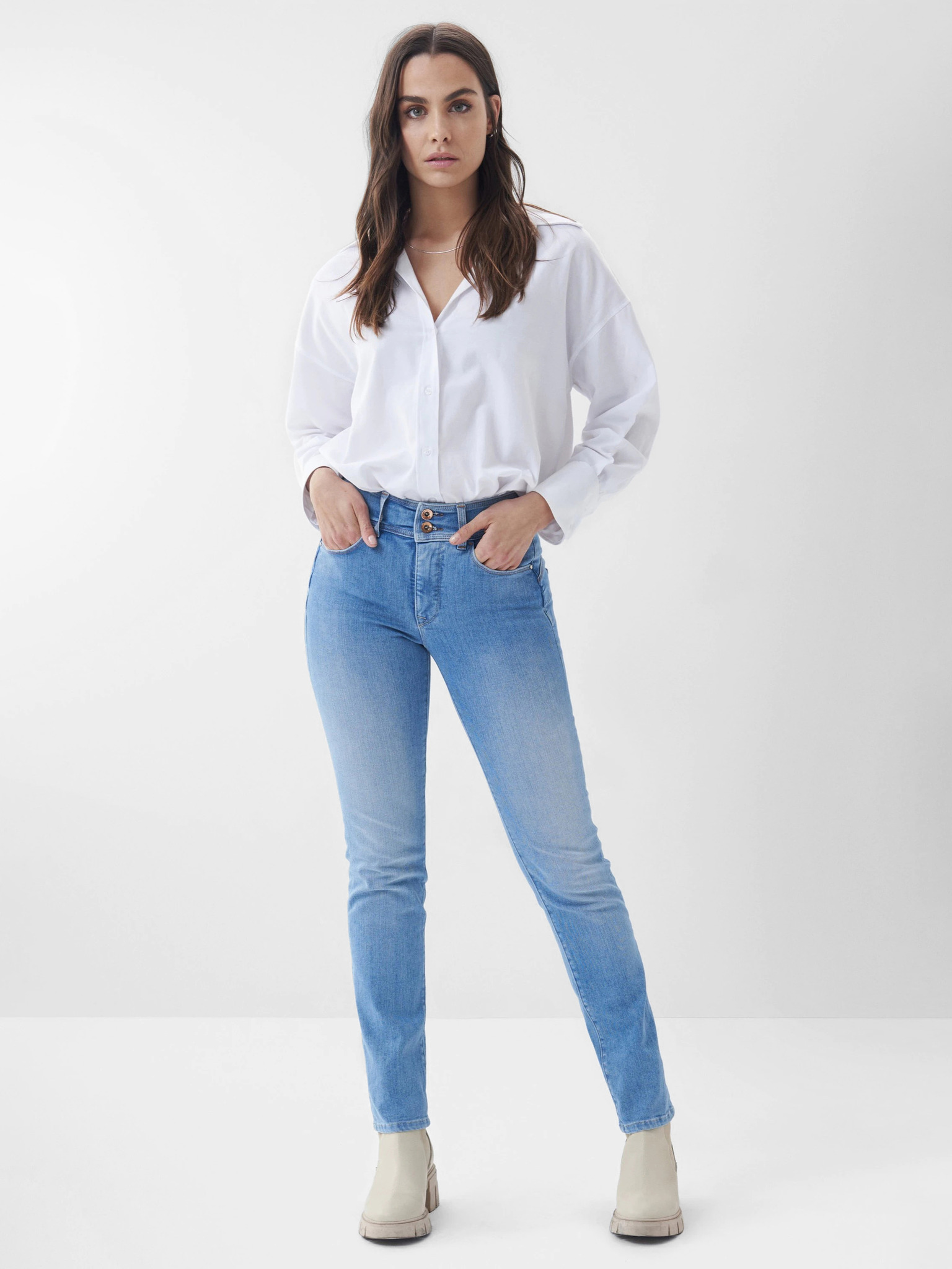 Fotografie Modré dámské slim fit džíny s vyšisovaným efektem Salsa Jeans - S (27/32)