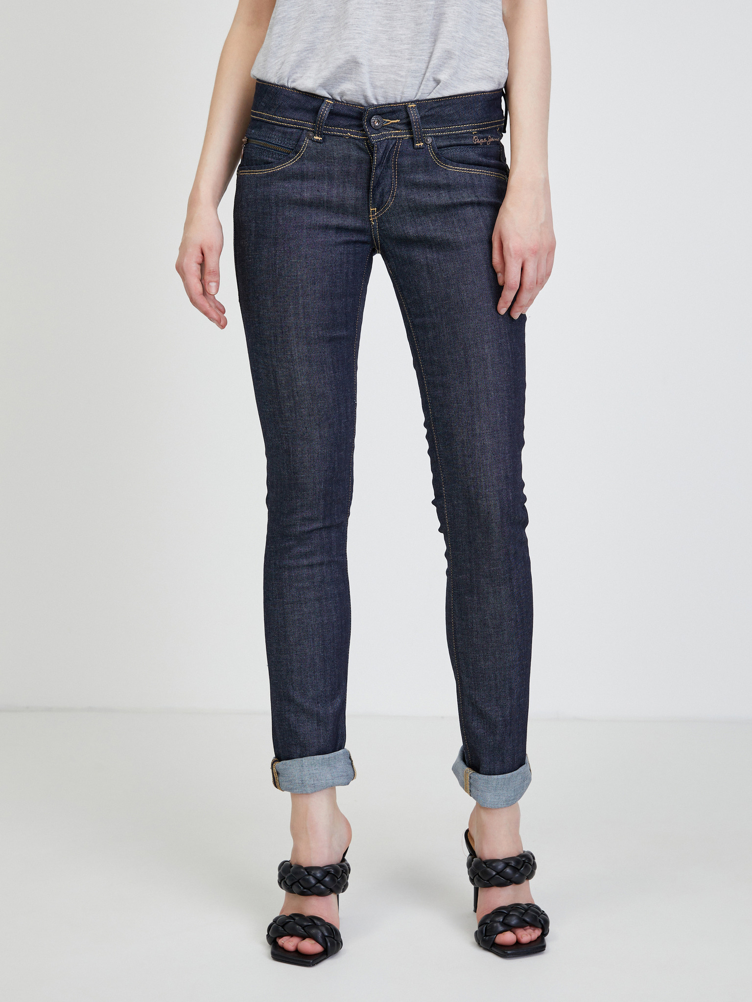 Fotografie Tmavě modré dámské slim fit džíny Pepe Jeans - S (26/34)