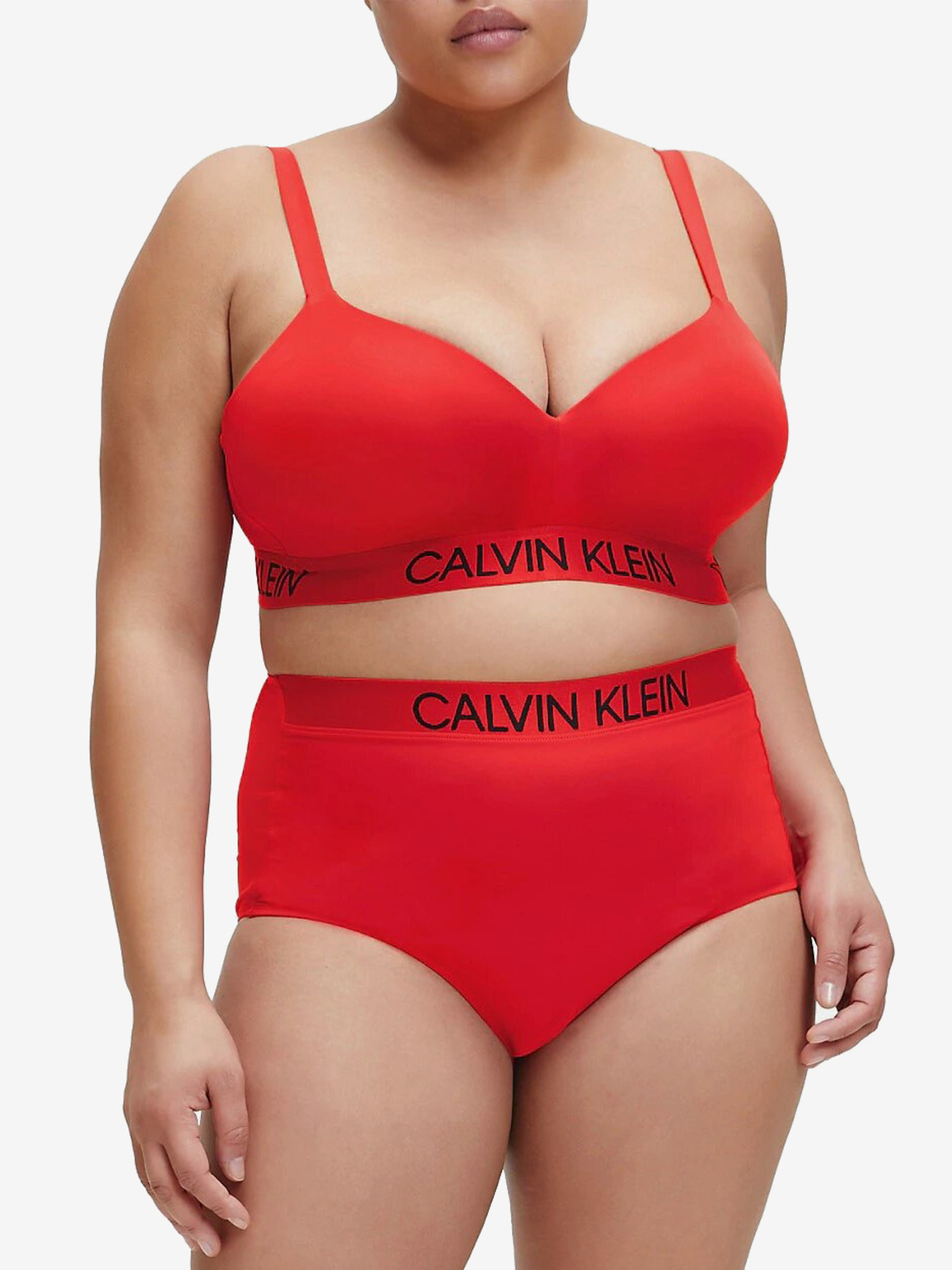Czerwony biustonosz Calvin Klein Underwear gładki 000QF6923E.PPYX
