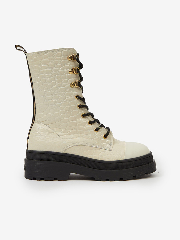 Scotch & Soda Aubri Mid Boot Off White Croco Kotníková obuv Bílá