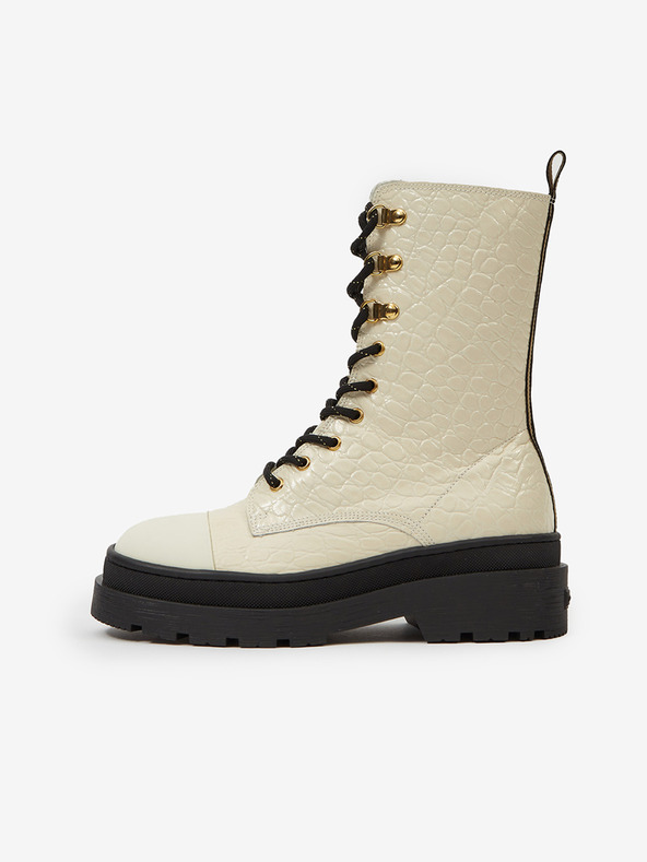 Scotch & Soda Aubri Mid Boot Off White Croco Kotníková obuv Bílá