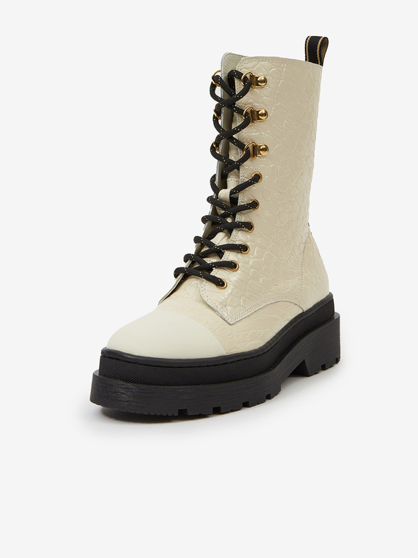 Scotch & Soda Aubri Mid Boot Off White Croco Kotníková obuv Bílá