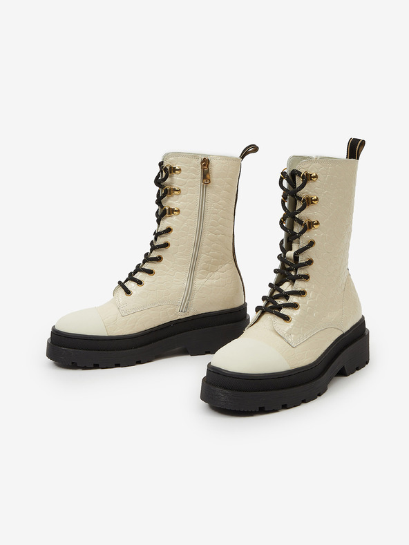 Scotch & Soda Aubri Mid Boot Off White Croco Kotníková obuv Bílá