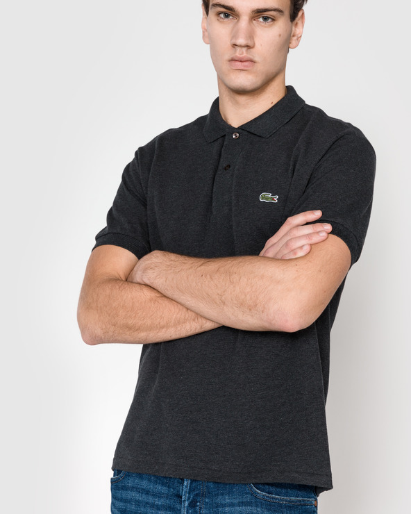 lacoste black collar shirt