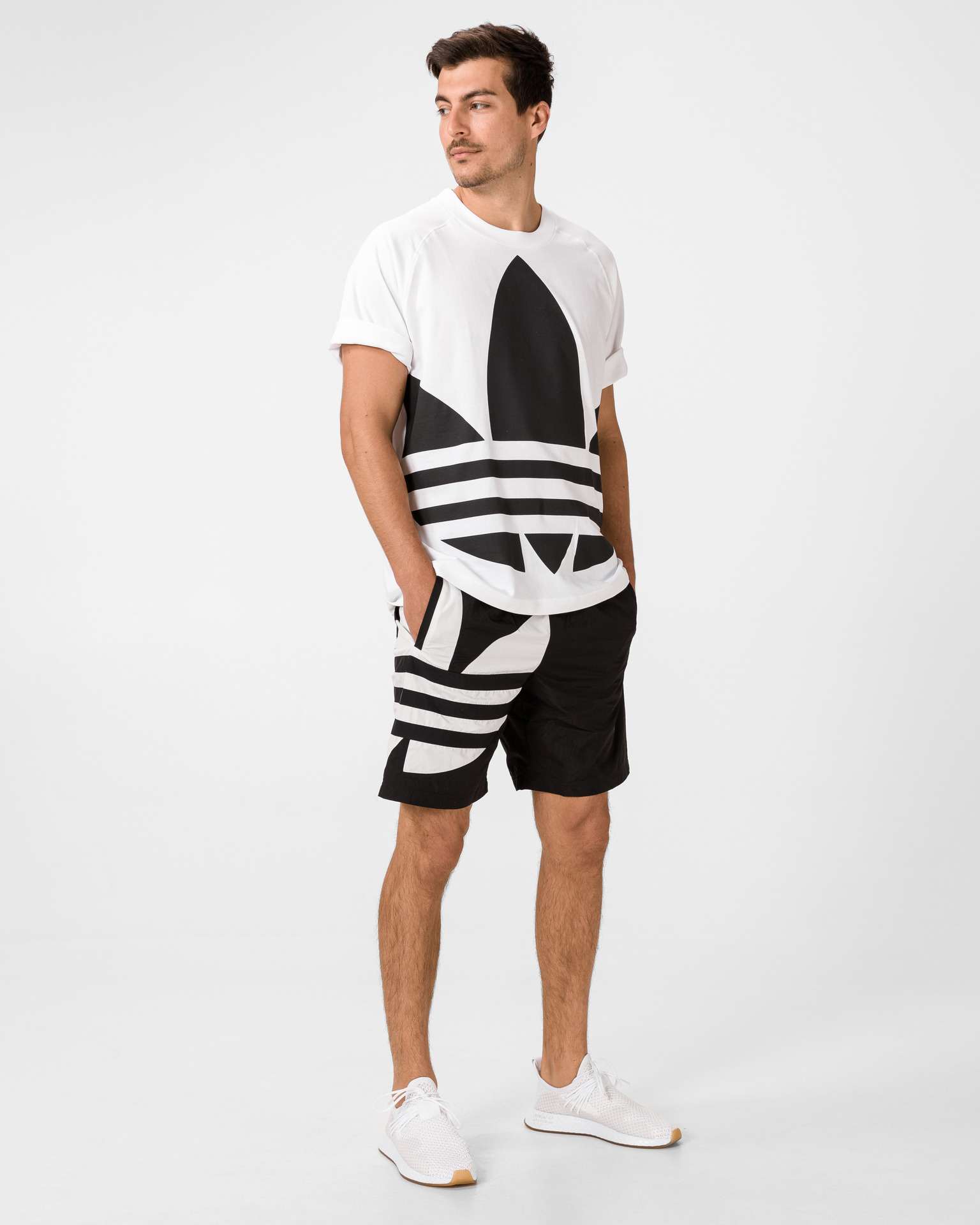 Men's adidas Originals Trefoil Graphic Print Swim Shorts